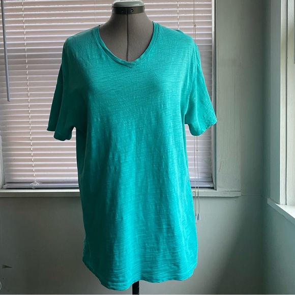 OLD NAVY Turquoise 100% Cotton V-Neck Short Sleeve Tee Soft Girl E-Girl Size M - Picture 4 of 8